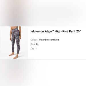 Lululemon Align High-Rise Pant 25” | Size 6 | Floral Print